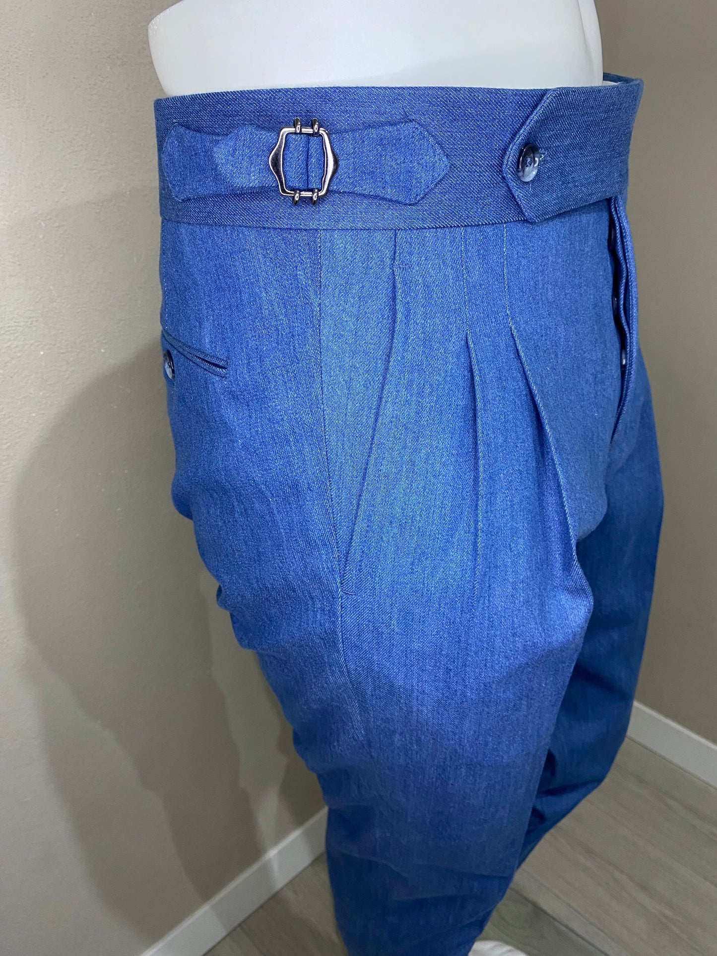 Cashmere and cotton denim trousers with double pleats towards the outside - Ariston