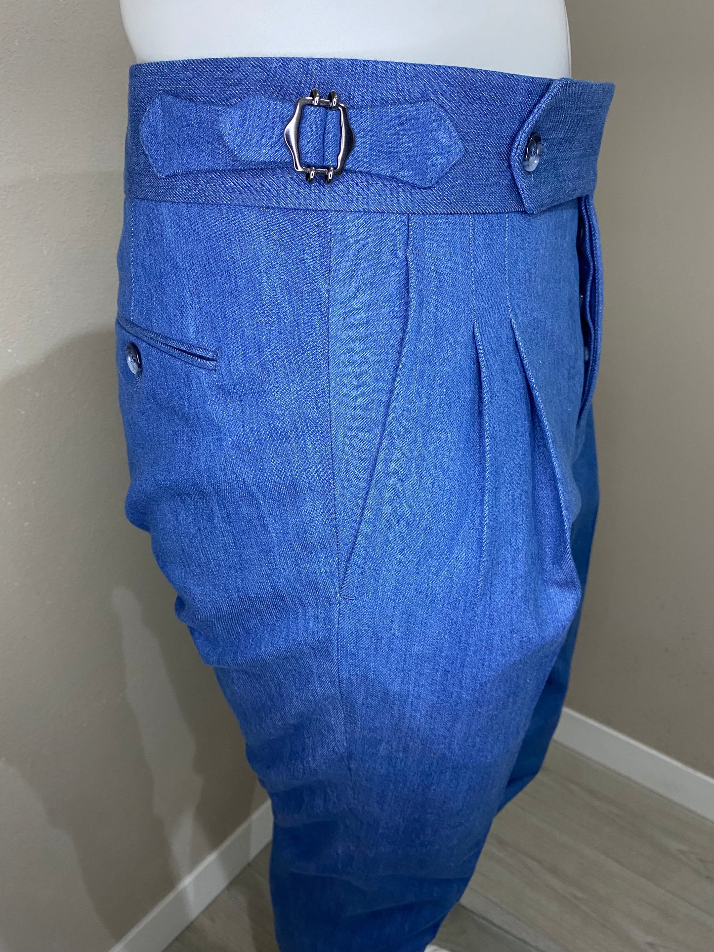 Cashmere and cotton denim trousers with double pleats towards the outside - Ariston