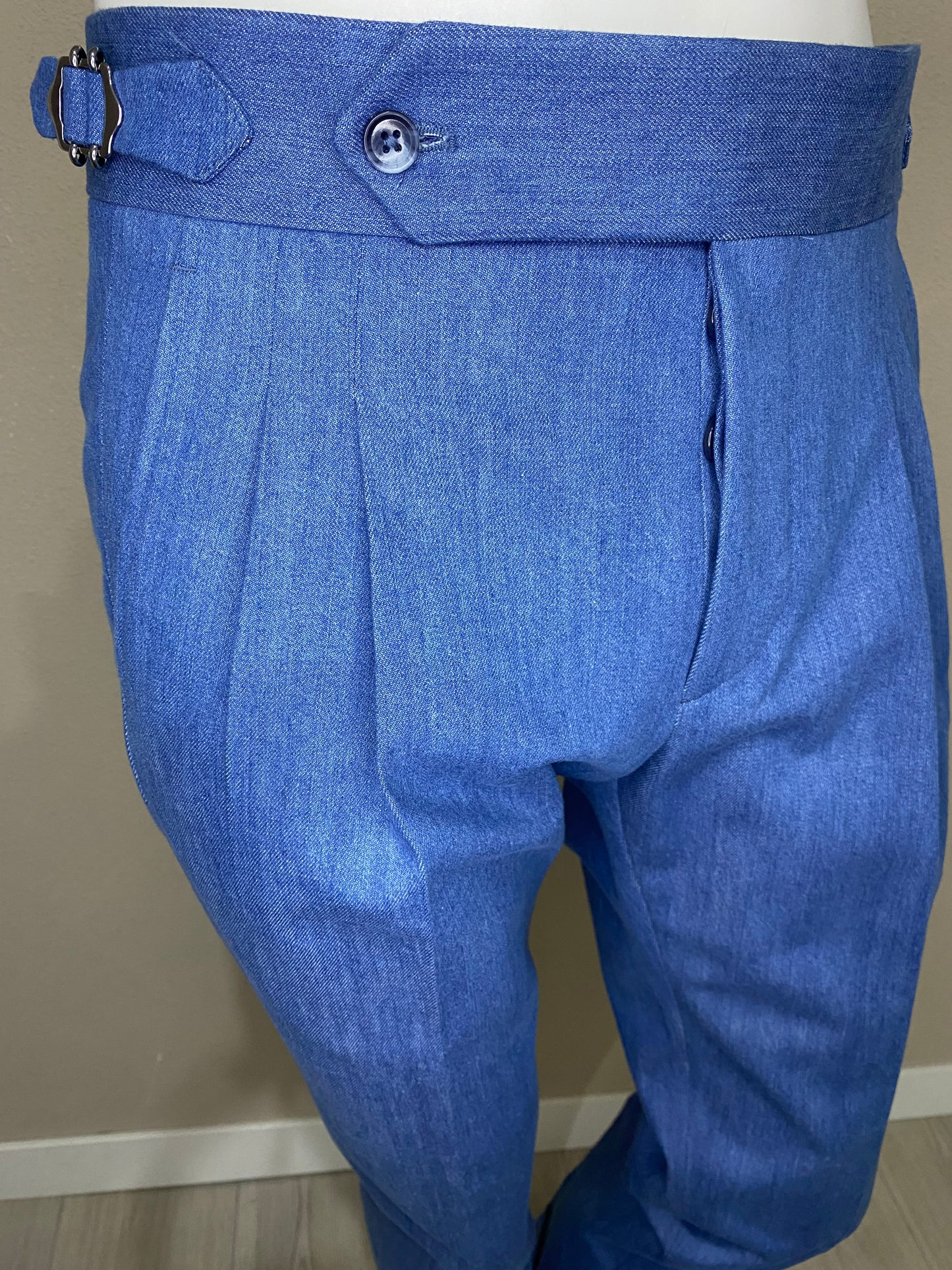 Cashmere and cotton denim trousers with double pleats towards the outside - Ariston