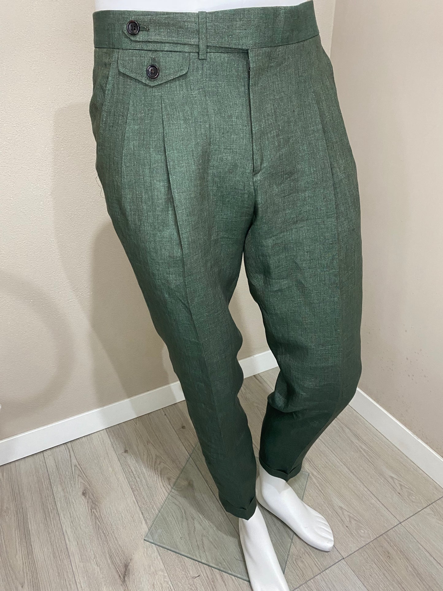 Trousers with extended belt