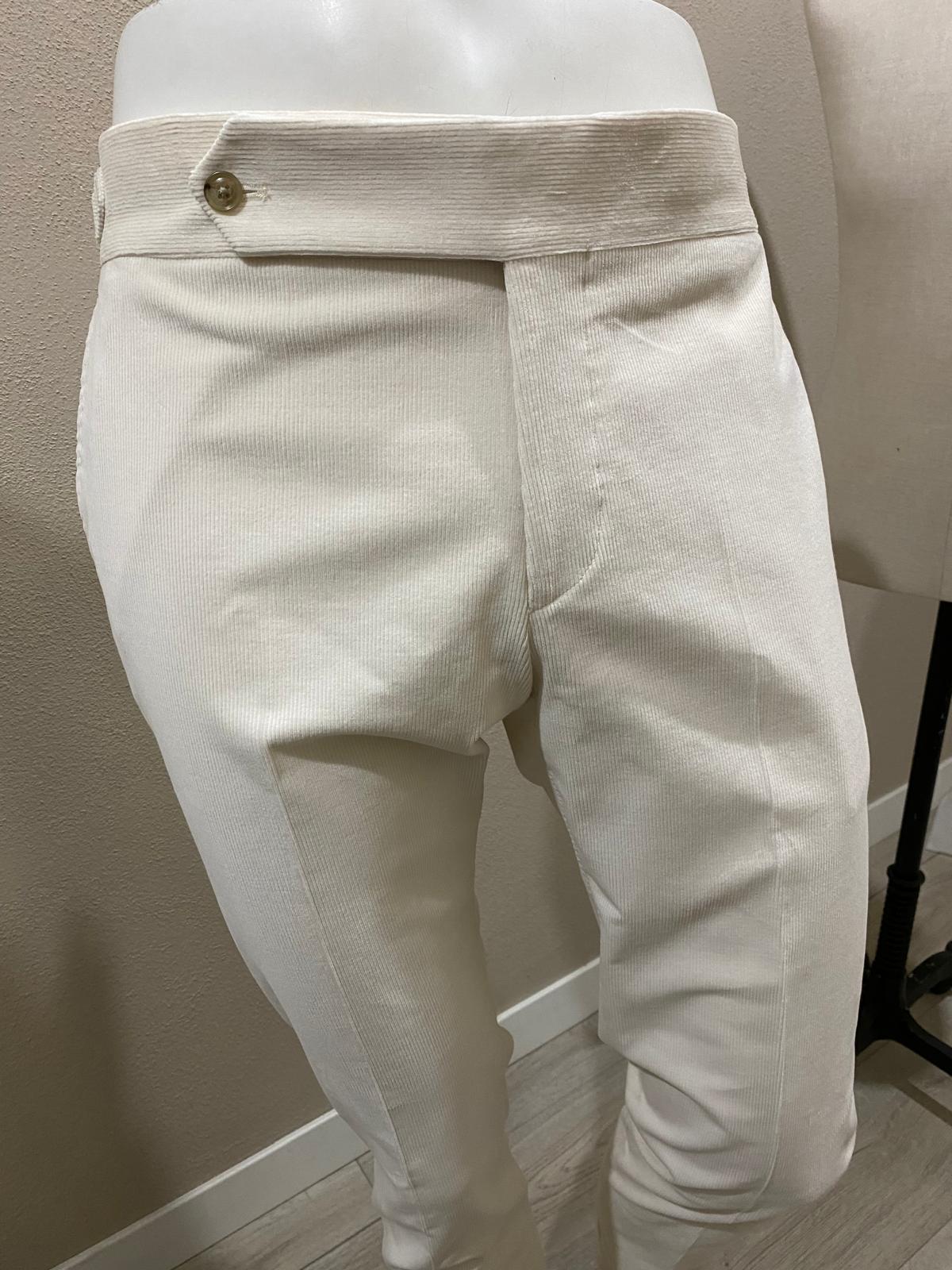 Cream extended single button corduroy trousers - Duca Visconti di Mondrone