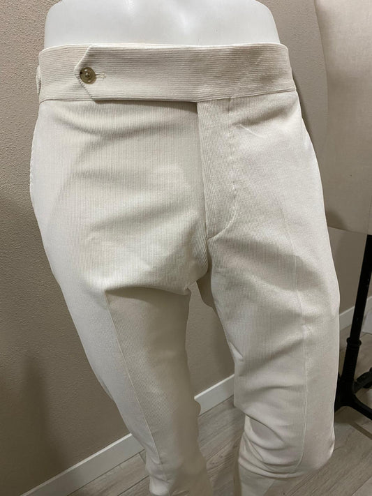 Cream extended single button Corduroy trousers - duca Visconti di Mondrone