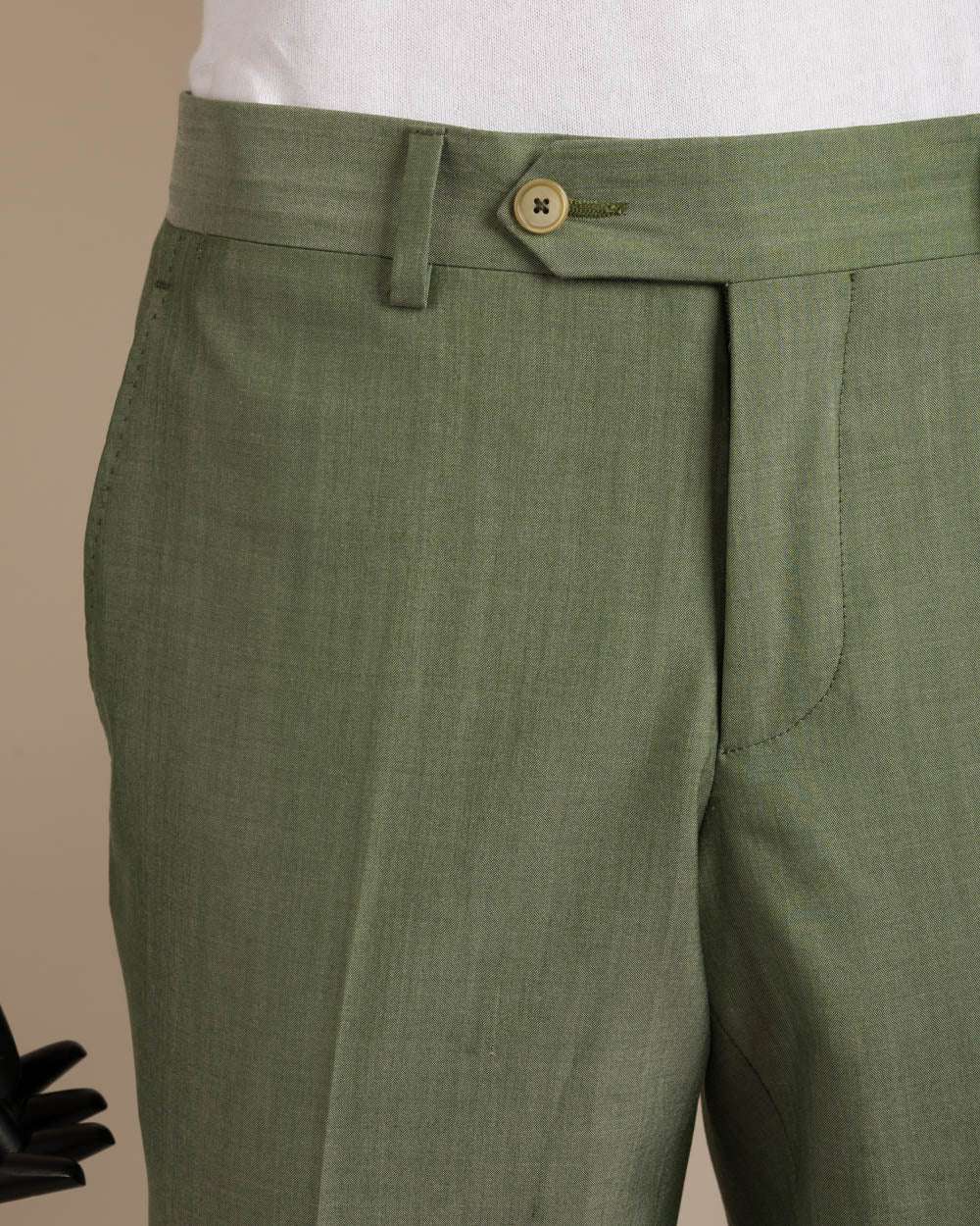 Green Flat front fresco wool trousers - VBC