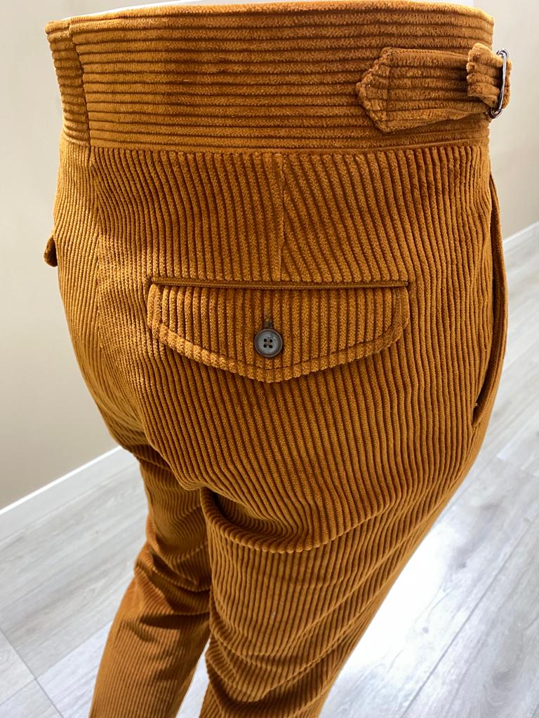 Beige Split waisband corduroy trousers - Duca Visconti di Modrone