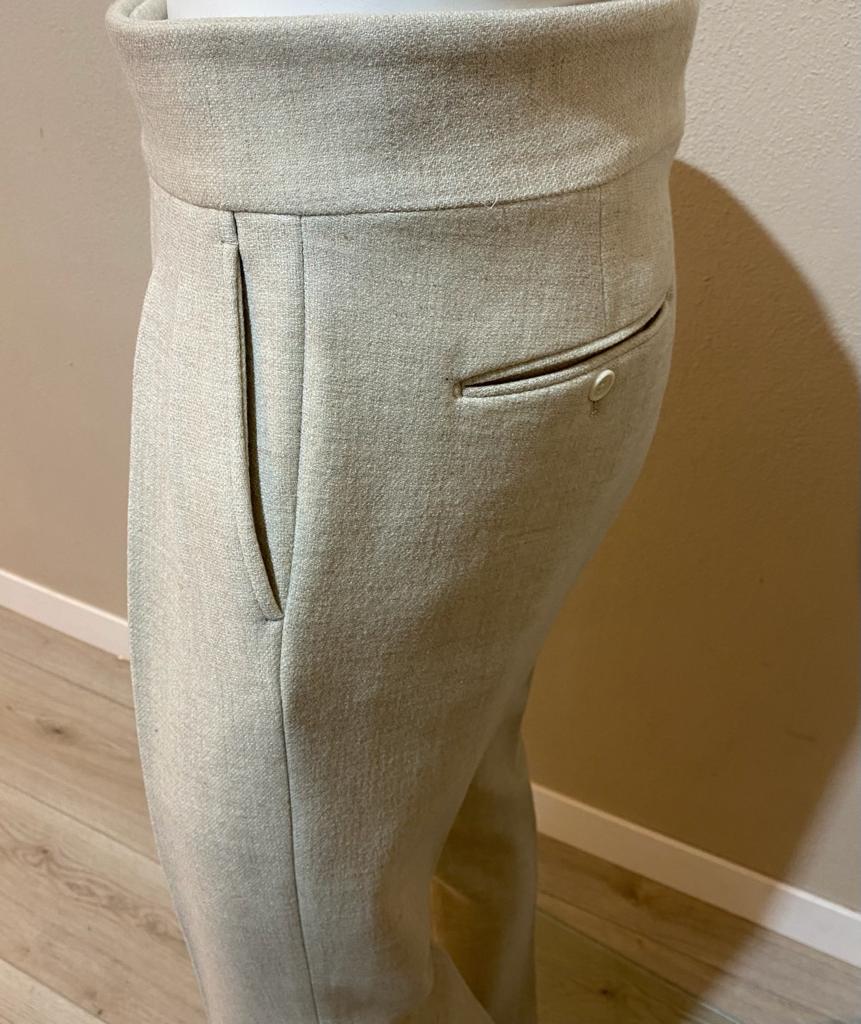 Cream double forward pleat gurkha flannel trousers- VBC