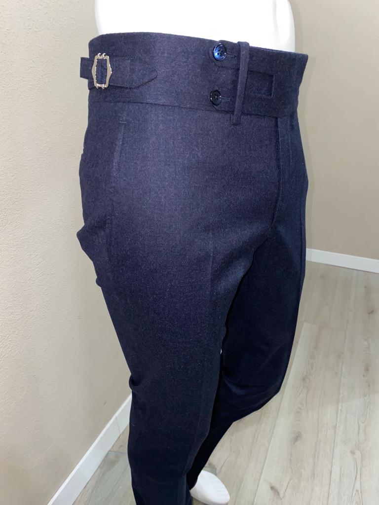 Pantalon flanelle marine taille fendue - VBC