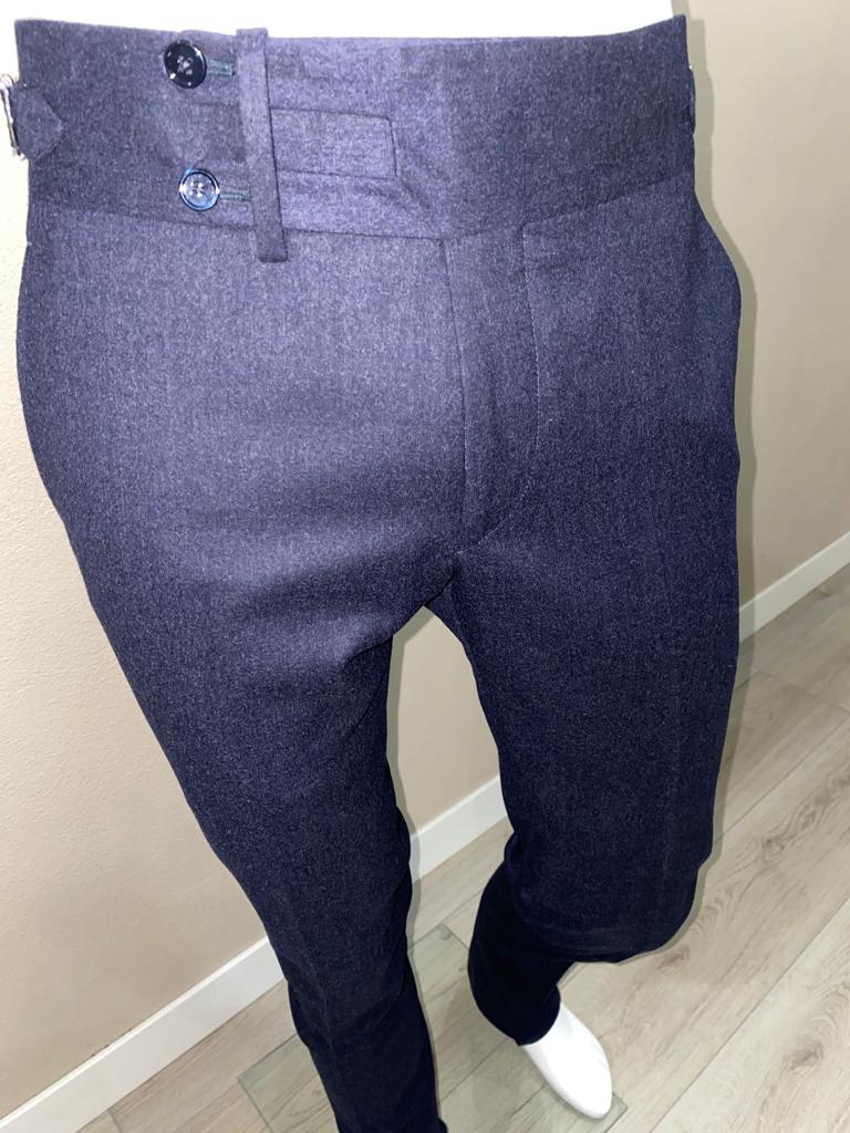Pantalon flanelle marine taille fendue - VBC