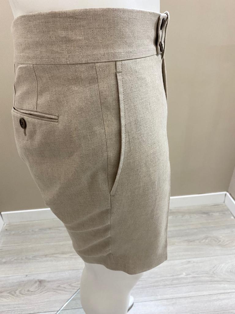 Stone flat front shorts - Solbiati linen