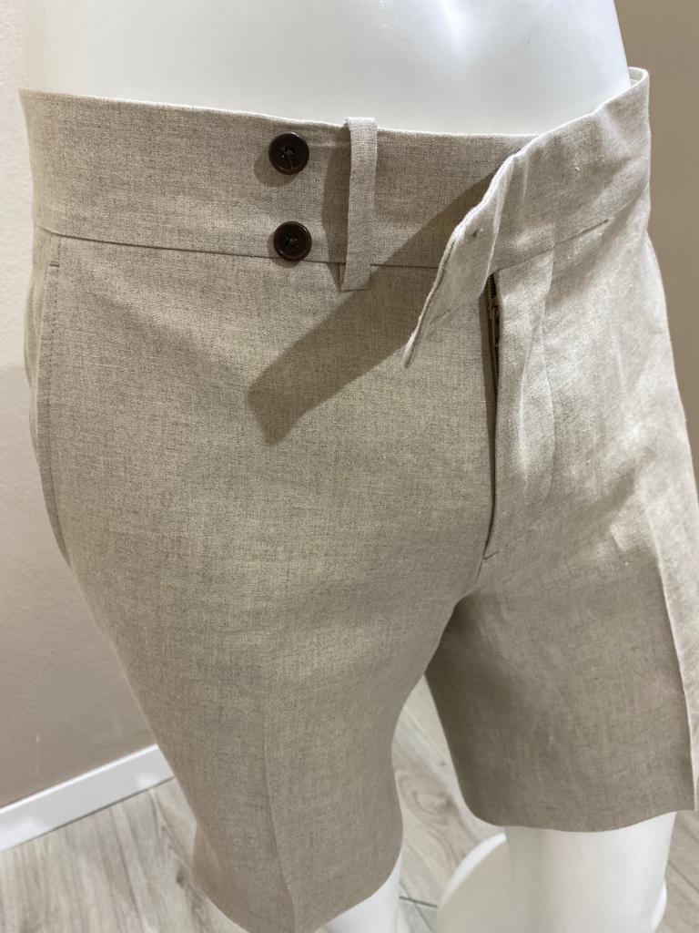Stone flat front shorts - Solbiati linen