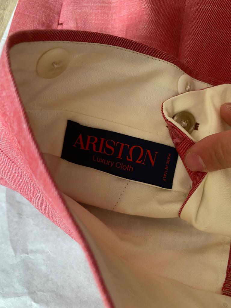 Red pleated shorts - Ariston cotton Linen