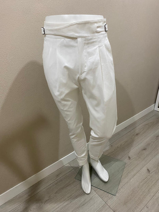 Pantaloni gurkha color bianco in cottone