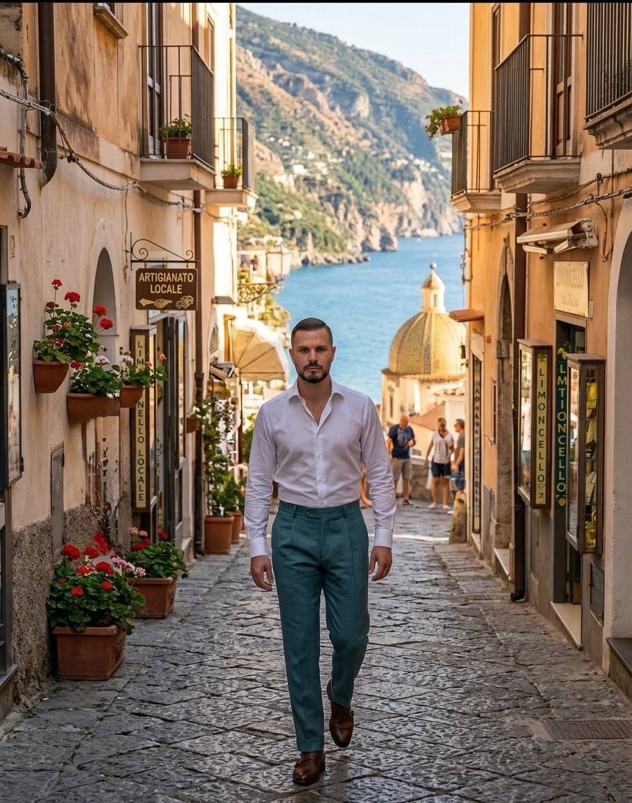 Amalfi - Trousers with belt loops