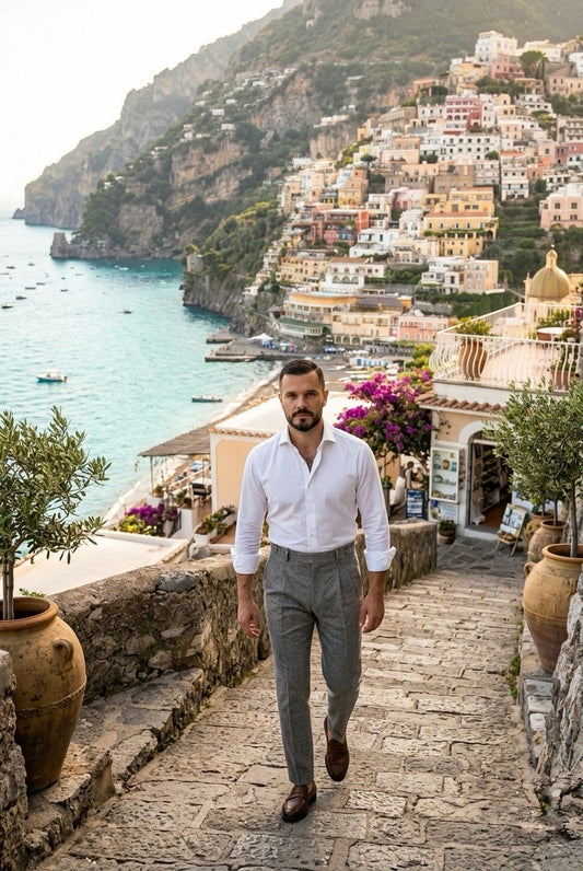 Praiano - Pantalone cintura gurkha con due passanti