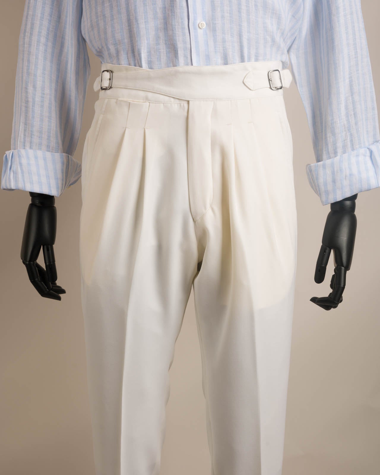 Pantaloni gurkha colore crema in fresco lana- VBC