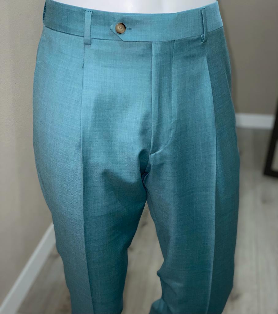 Pantalon 150s laine fresco plis inversés œuf de canard -VBC